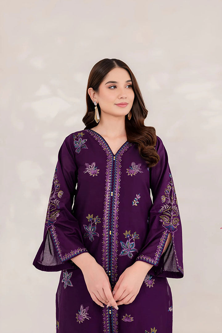 Purple Ella - 2Pc Embroidered Dress