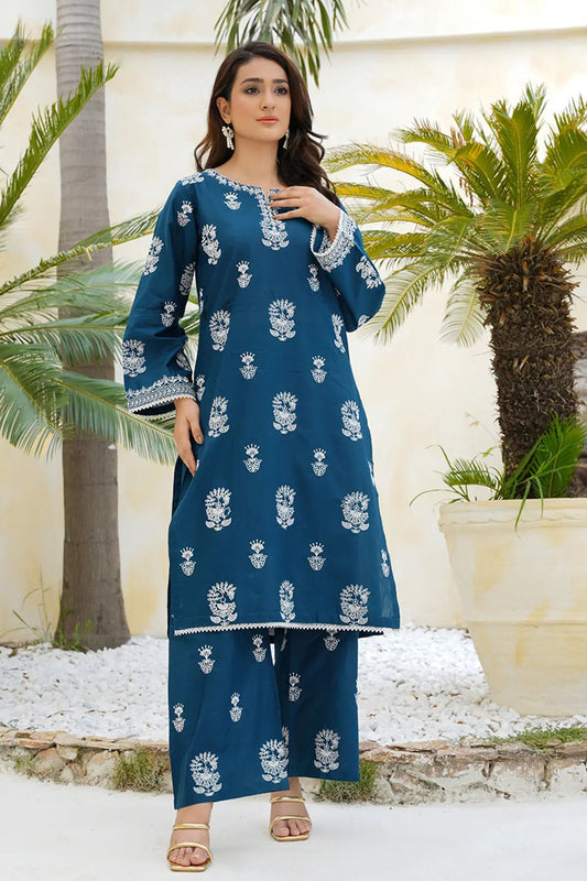 Aqua Beach - 2Pc Embroidered Dress