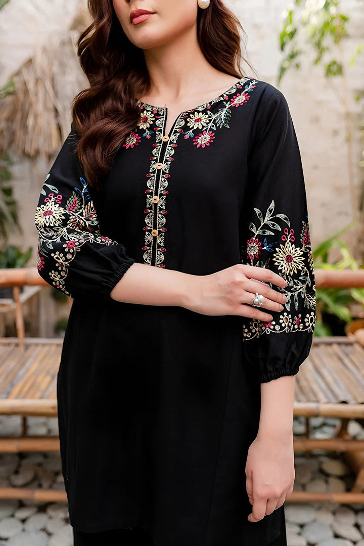 Black Beauty - 2Pc Embroidered Dress