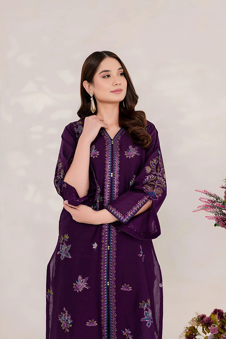 Purple Ella - 2Pc Embroidered Dress