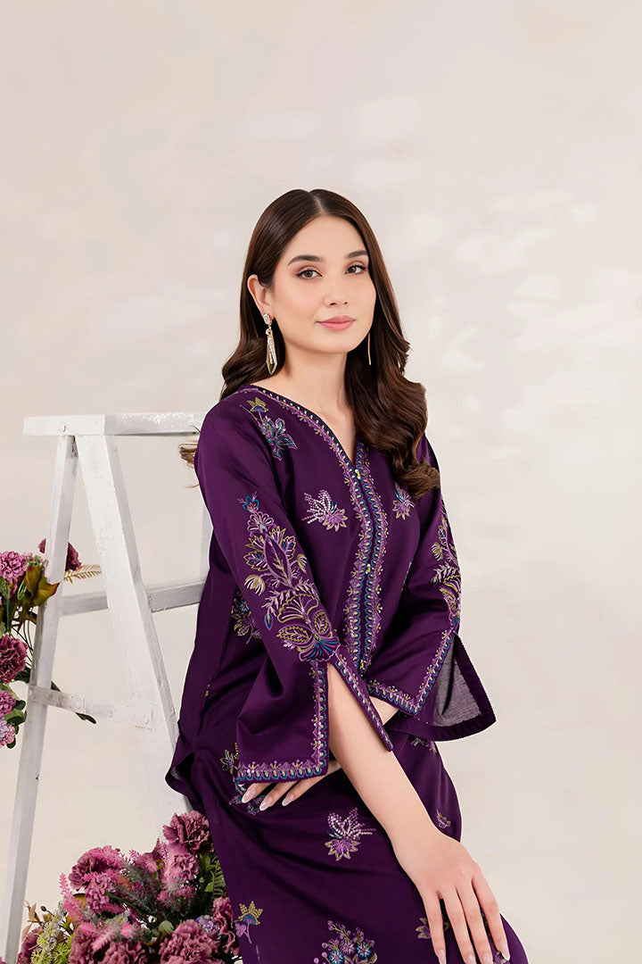 Purple Ella - 2Pc Embroidered Dress