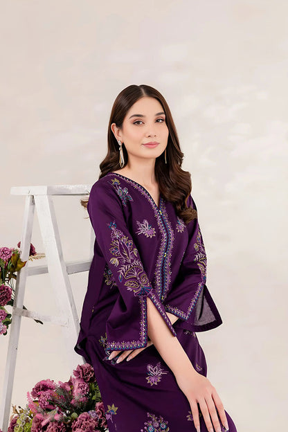Purple Ella - 2Pc Embroidered Dress