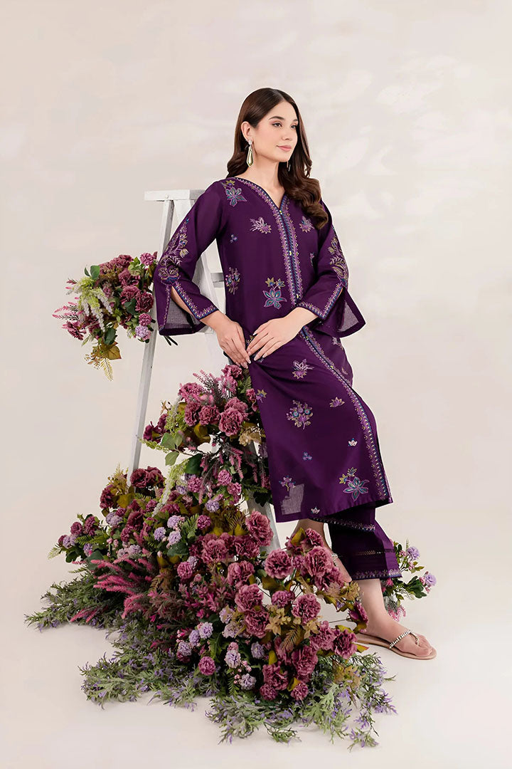 Purple Ella - 2Pc Embroidered Dress
