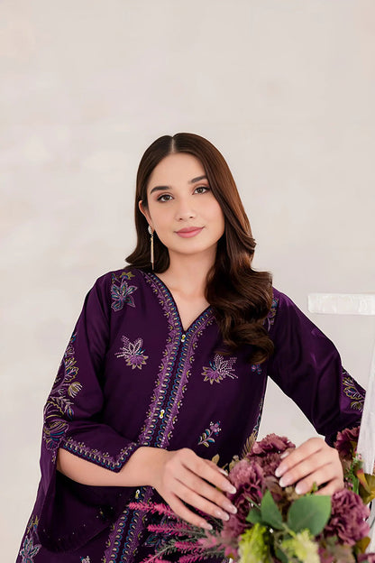 Purple Ella - 2Pc Embroidered Dress