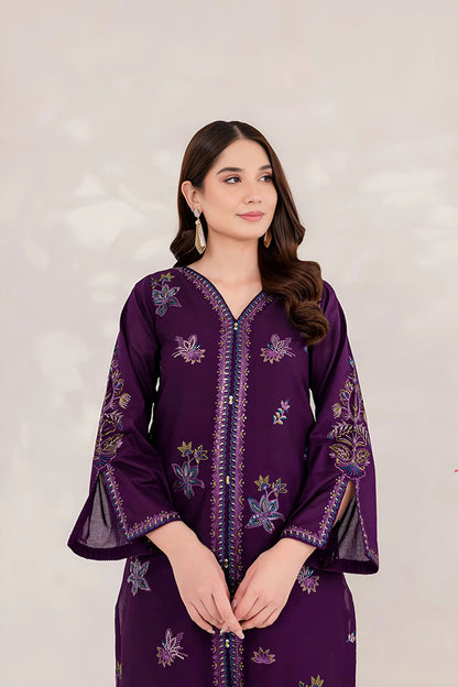 Purple Ella - 2Pc Embroidered Dress