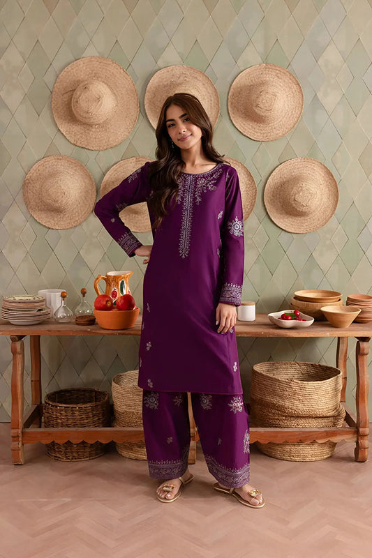 Purple Raina - 2Pc Embroidered Dress