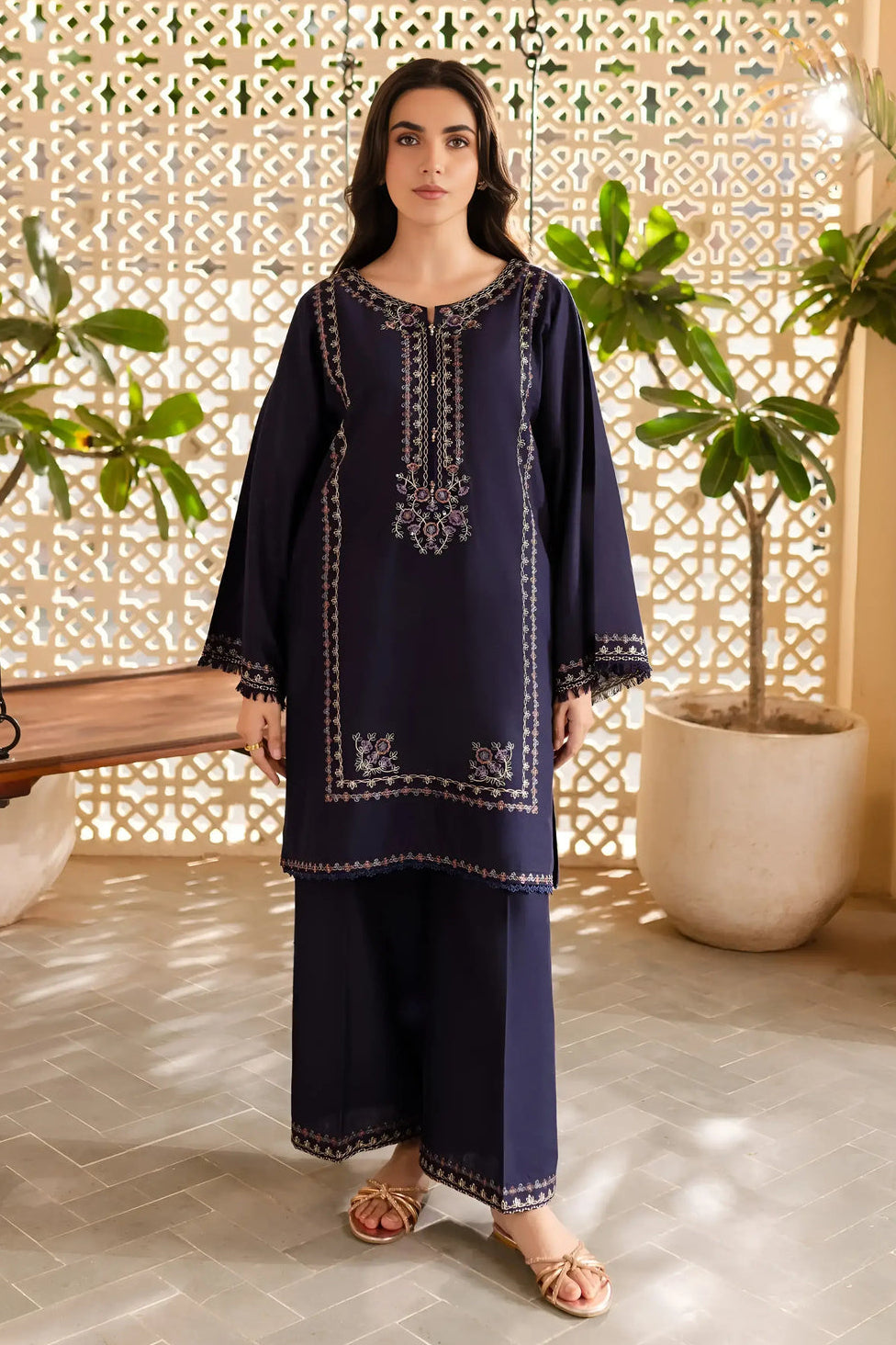 Blueberry -Lawn 2Pc Stitched Dress