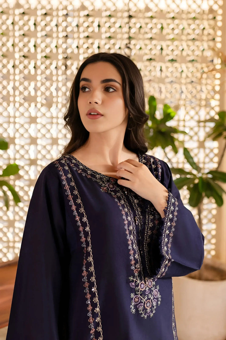 Blueberry -Lawn 2Pc Stitched Dress